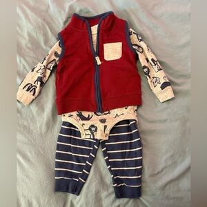 Carter's Red and Navy LS Bodysuit Vest and Pant